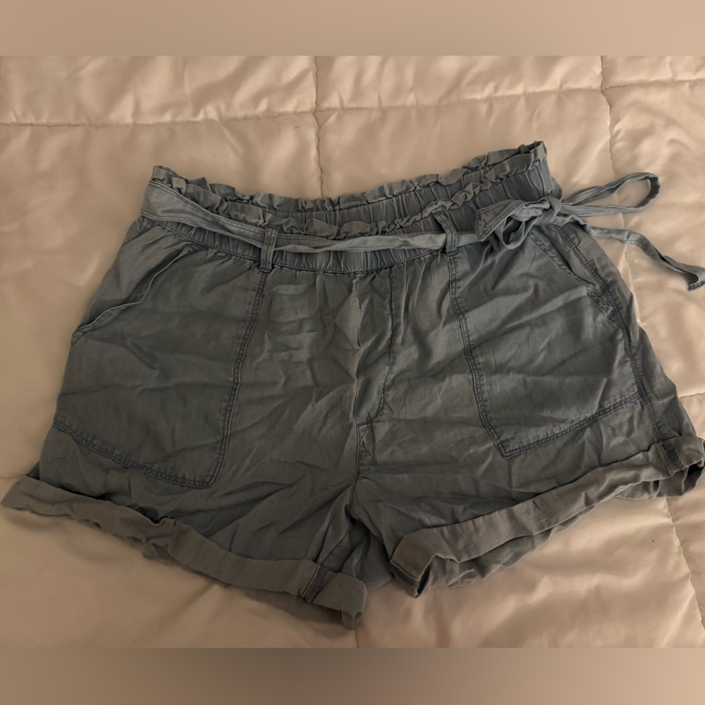 Aerie Soft Blue Elastic Waist Shorts with  tie